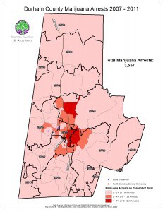 Locations of marijuana arrests