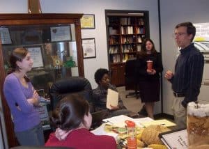 Students get last-minute advice from SCSJ's Chris Heaney