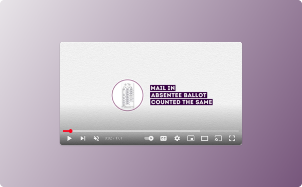 Life of a Ballot Video on a purple gradient background