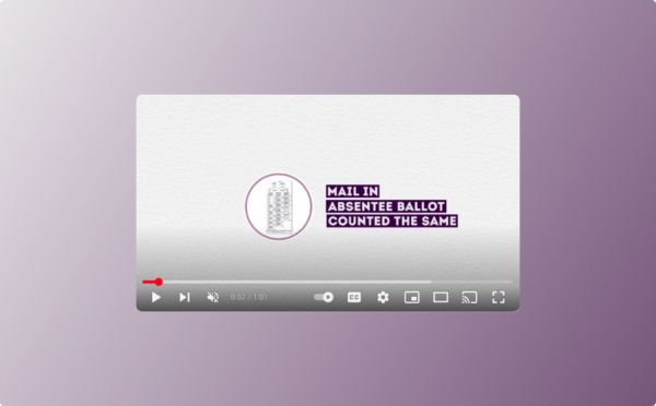 Life of a Ballot Video on a purple gradient background