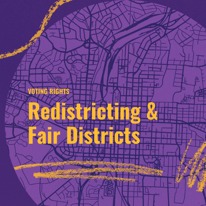 Redistricting and Fair Districts cover image depicting a city districting system