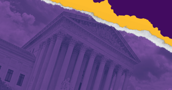 Supreme Court building with purple overlay