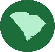 South Carolina silhouette on green circular background