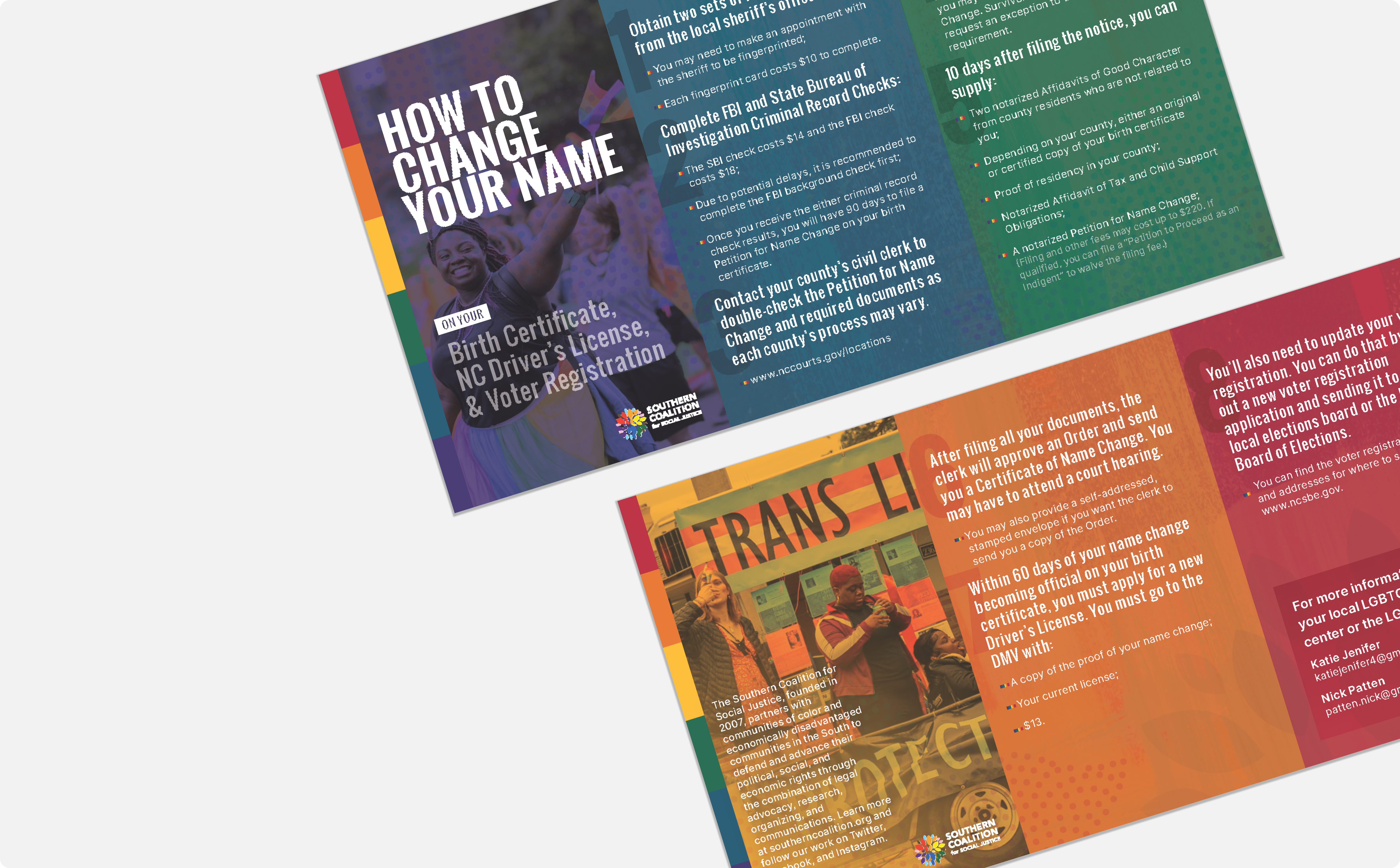 Brochure that outlines how queer folks can change their name to affirm their identities