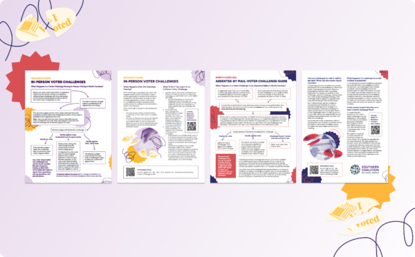 Voter Challenges Resources that outline how a voter or voter advocate can navigate an in-person or mail-in-ballot voter challenge.