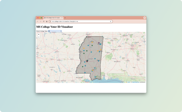 Mississippi College ID Visualizer user interface