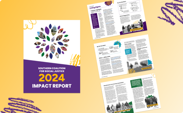 SCSJ Impact Report cover and spread featuring all three program areas