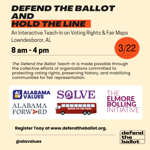 Defend and ballot and hold the line event flyer