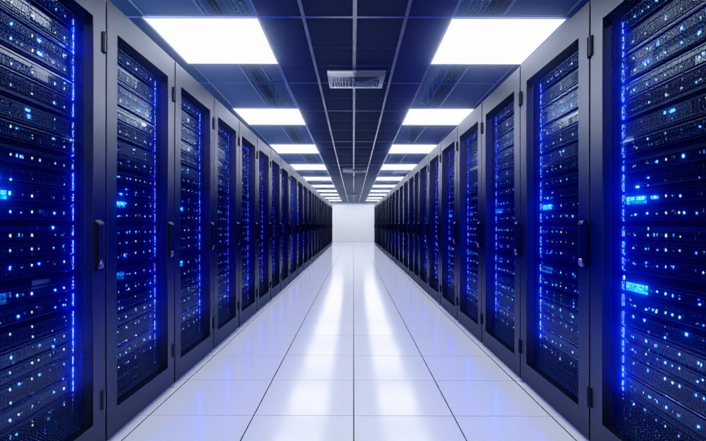 Inside of a data center server room