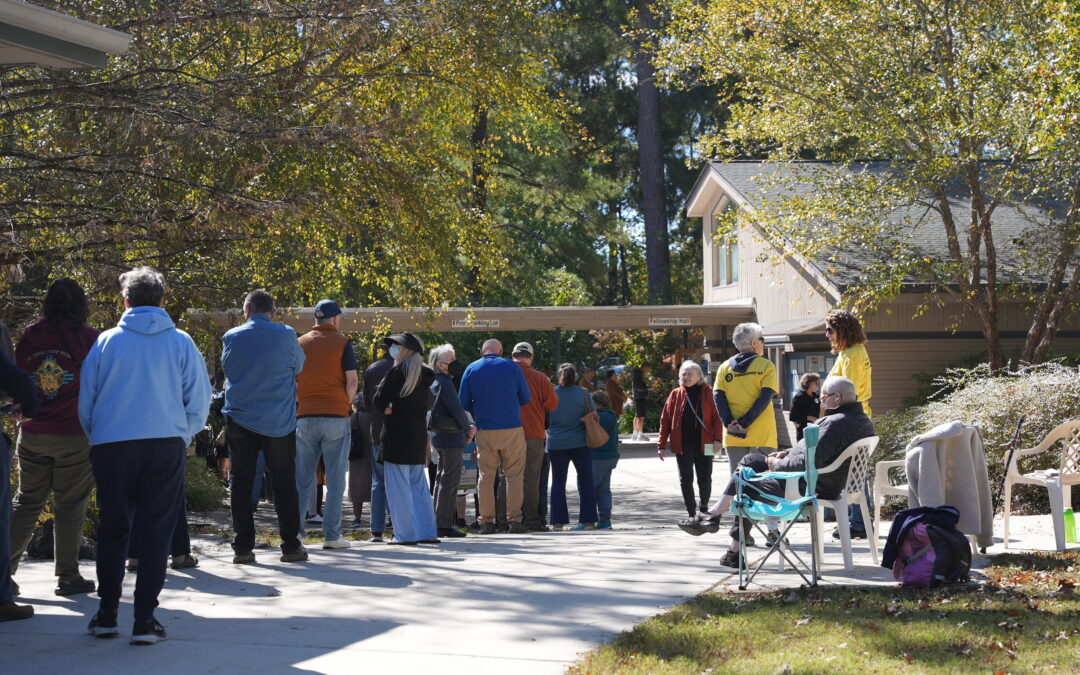 Voters line up at their polling place during the 2024 General Election.